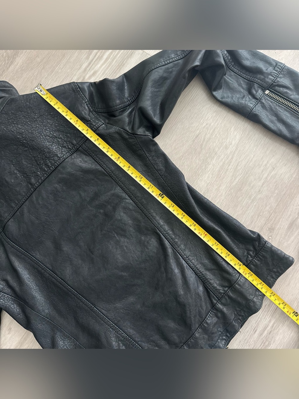 All Saints Vintage Black Leather Asymmetric Zip Jacket - Picture 15 of 16